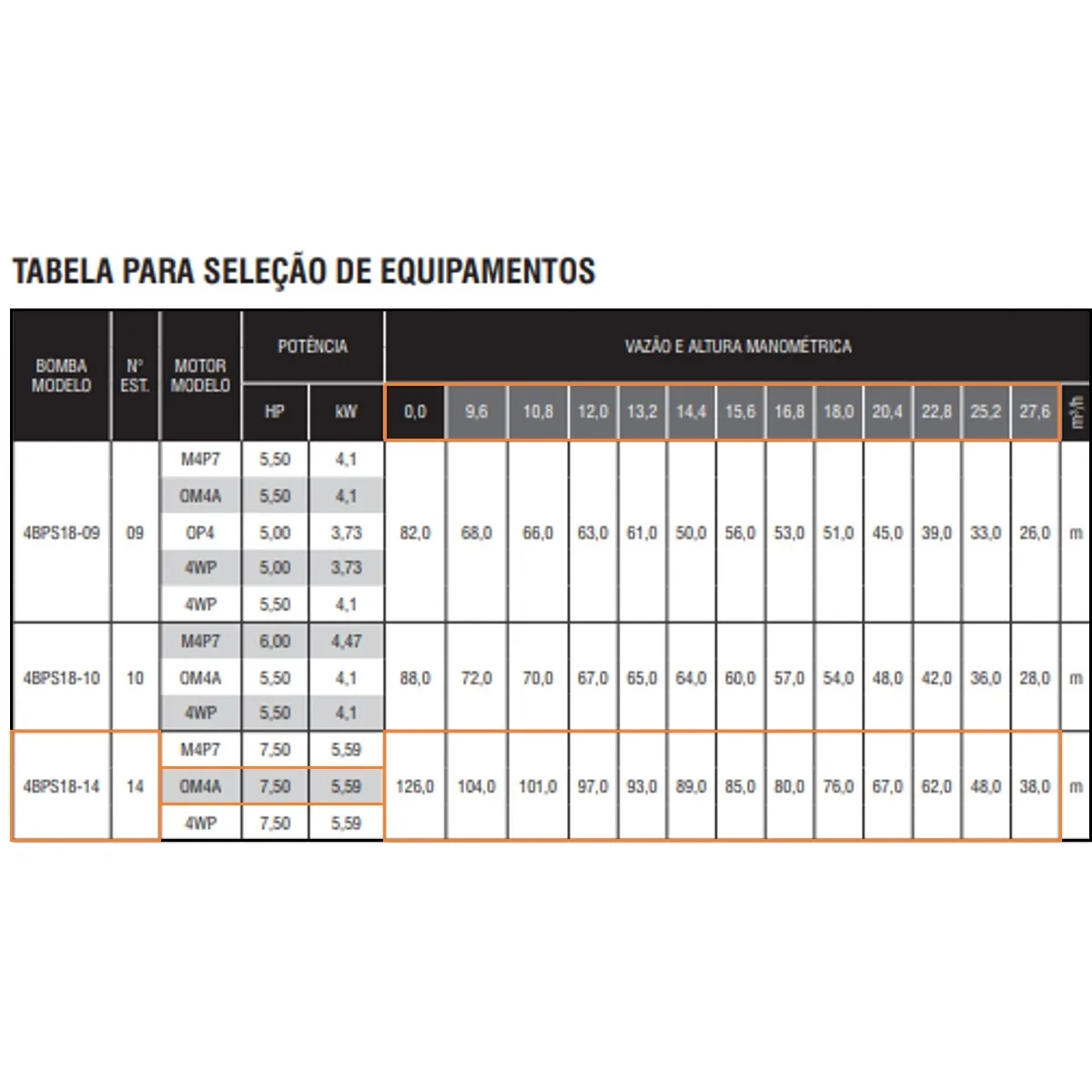 Bomba Submersa Ebara 4BPS18I-14 7,5 CV Trifásica 220V